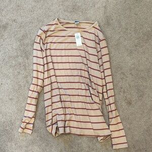 Old Navy Tan and Red Striped Blouse